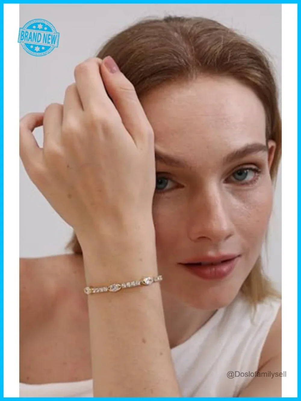 14K Gold Plated Bezel Set Tennis Bracelet for Women Simulated Gemstone CZ